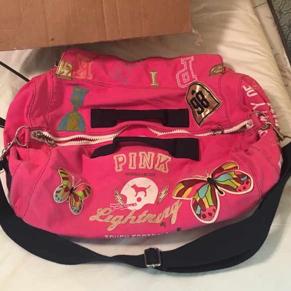 Pink Victoria's Secret RARE Huge Denim Weekender