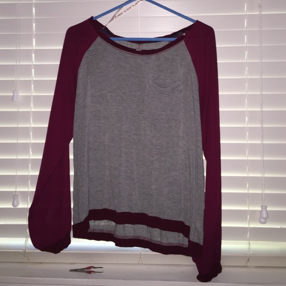 Maroon/ gray long sleeve