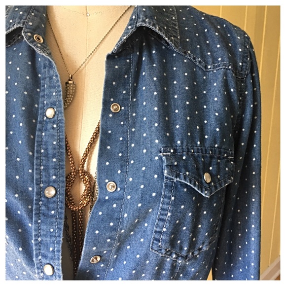 polka dot chambray shirt