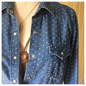 polka dot chambray shirt