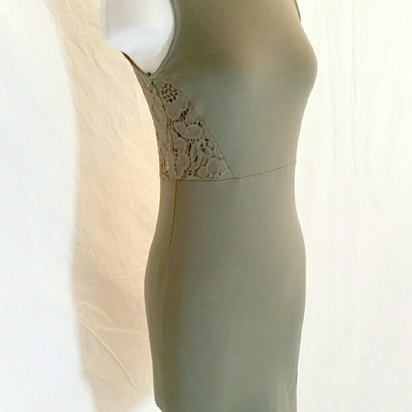 Olive Green & Lace Wiggle Dress - Picture 2 of 4