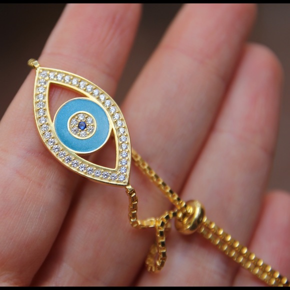 Sterling w/ 14K Overlay Eye Adjustable Bracelet - Picture 2 of 4