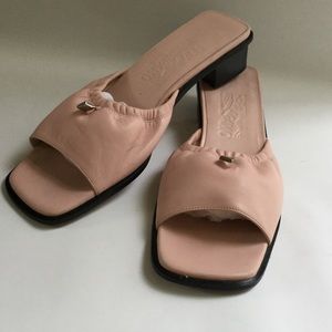 Ferragamo pink leather slides