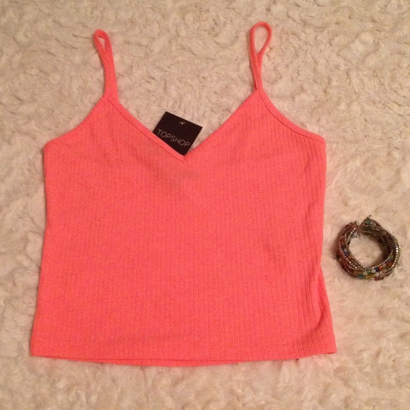 Top shop neon ribbed half tank top