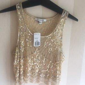 Forever 21 Kit top/ Taupe/light gold sequins