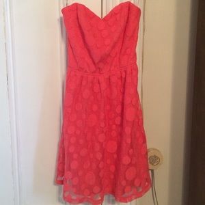 Strapless Pink-polka-dot Dress