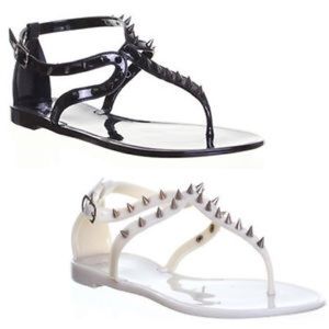 Black spiked jelly sandals