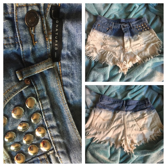 High waist bleached distress shorts