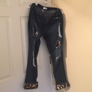 Blue jeans with leopard