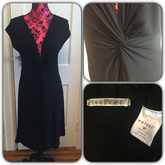 Velvet Knot Deep V Jersey Dress