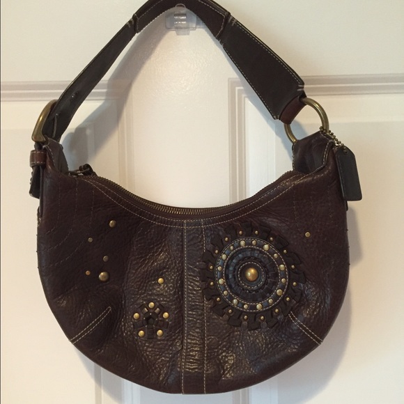 Vintage Coach Embellished Hobo Bag