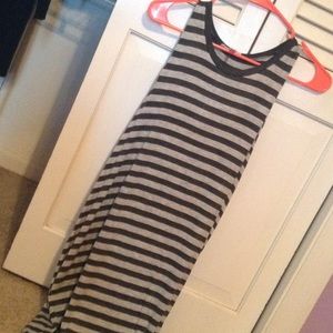 Black and grey stripe tank top dress