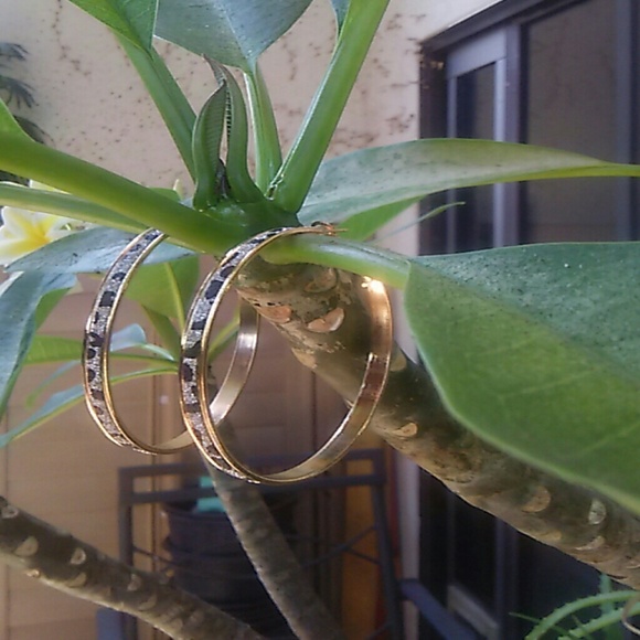 Gold Plated, Animal Print Center Hoop Earrings - Picture 2 of 3