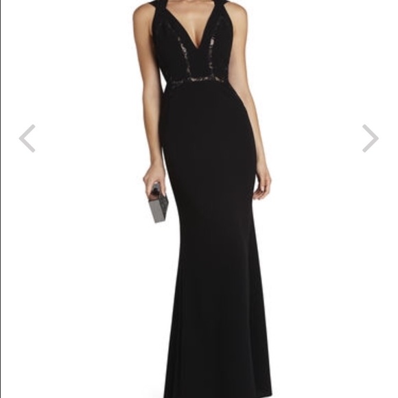 PENELOPEY HALTER V-NECK LONG GOWN BCBG