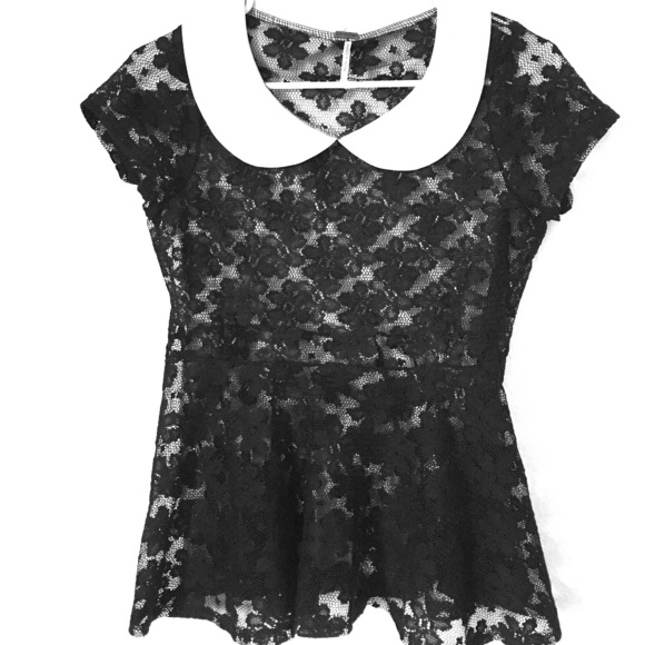 Black lace peplum top