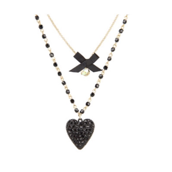Betsey Johnson Iconic Glitter Heart Necklace