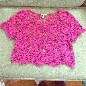Pink Lace Crop Top
