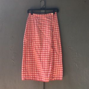 Vintage 90s Gingham Wrap Midi Skirt