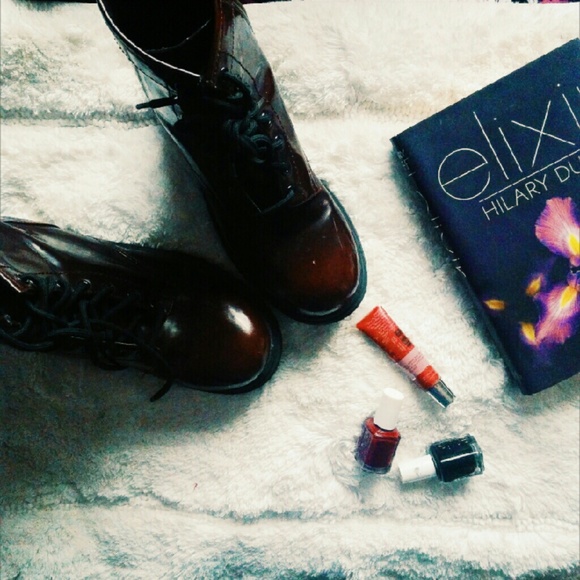 Burgundy combat boots