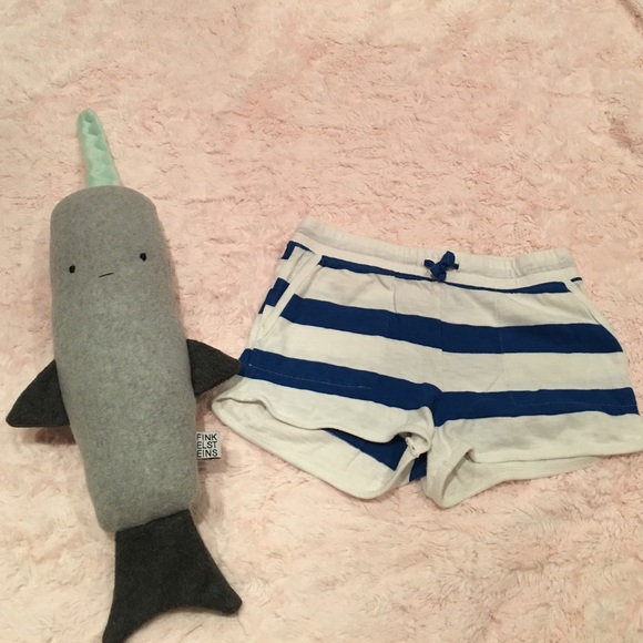 Blue and white striped shorts