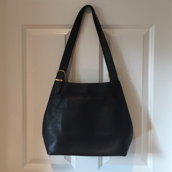 Vintage Coach Tote in Navy Soft Leather