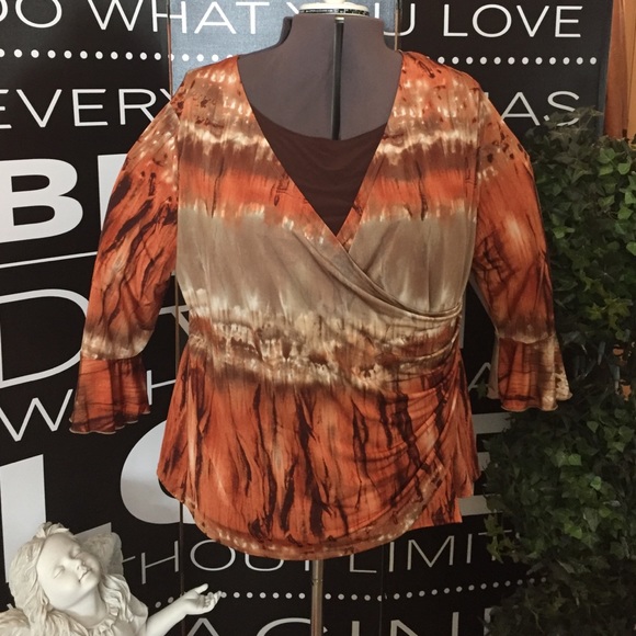 3/4 Sleeve w/Flounce Batik Tye Dye Print 26-28.