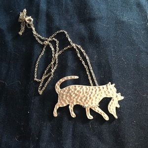 Silver cat with kitten necklace