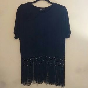 ASOS black fringe beaded shirt