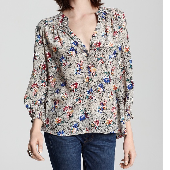 Anthropologie Tops - Rebecca Taylor 3/4 sleeve floral print silk top 4