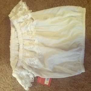 White across the shoulder top
