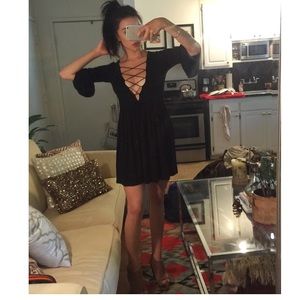 Black lace up skater dress!