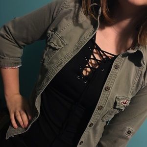 Hollister army green jacket