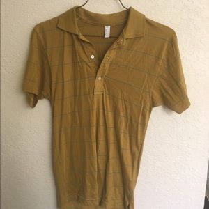 american apparel brown & teal striped shirt