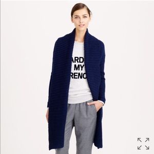 JCrew Open-Collar Shawl Sweater-Navy Blue