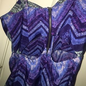 purple and blue chevron dress with cutouts