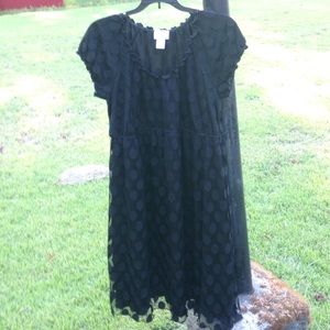 Black, Lined, Polka Dot Motherhood Maternity Dress