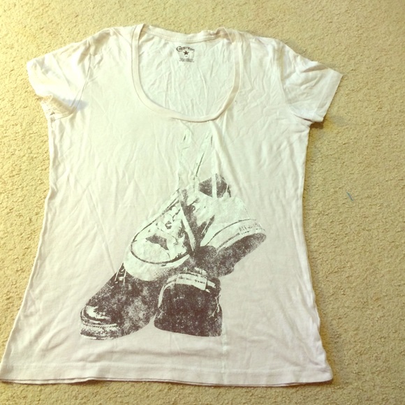 Converse white pink tee