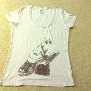 Converse white pink tee