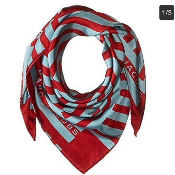 NWT Marc Jacobs Satin Striped Bandana Scarf - Picture 3 of 4