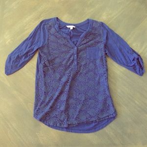 Khakis &Co. brand cobalt 3/4 S lace tee