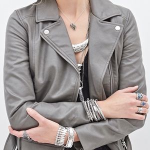 grey leather jacket