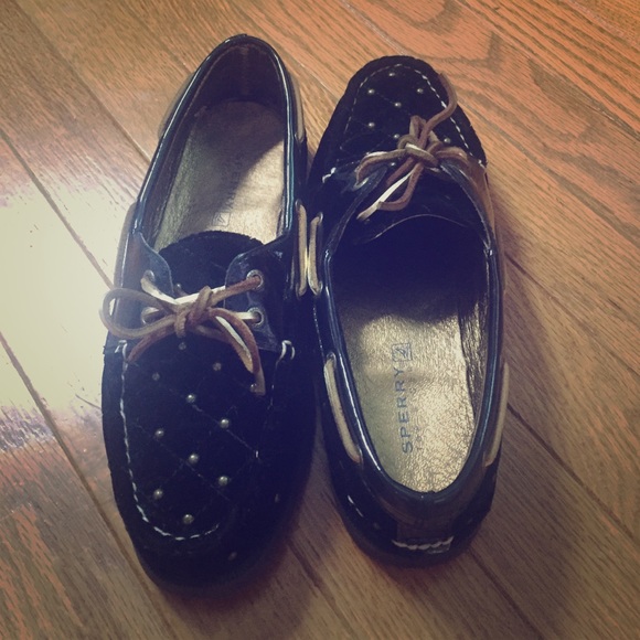 Black and gold velour sperries!