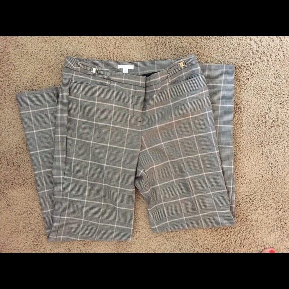 Black and cream plaid trousers