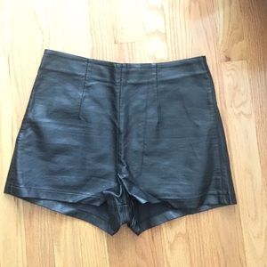 "Leather" black high wasted mini shorts