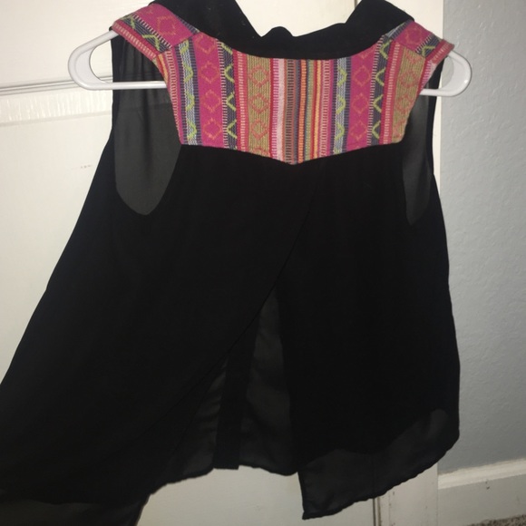Black open back shirt