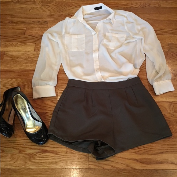 Mine dressy sheer blouse with roll up sleeves
