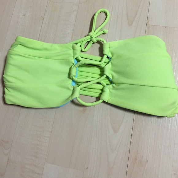 Lime green strappy strapless bikini top - Picture 2 of 4