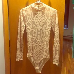 Nude Funky Pattern Bodysuit! NEVER WORN!