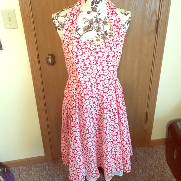 Beautiful halter pinup dress with flowers