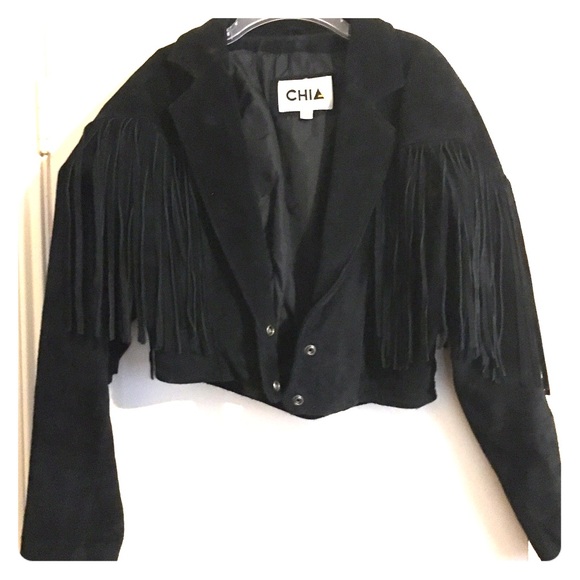 Black Fringe Leather Jacket